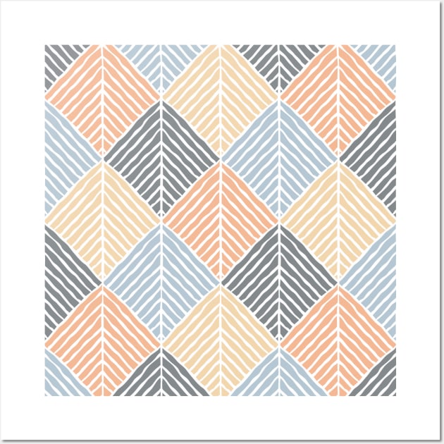 Boho Pattern (Sand and Blue) Wall Art by lents